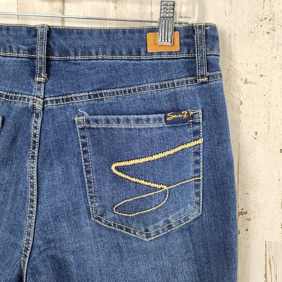 Seven 7 Sunset Bermuda Jean Shorts Blue Size 8 - Picture 7 of 9